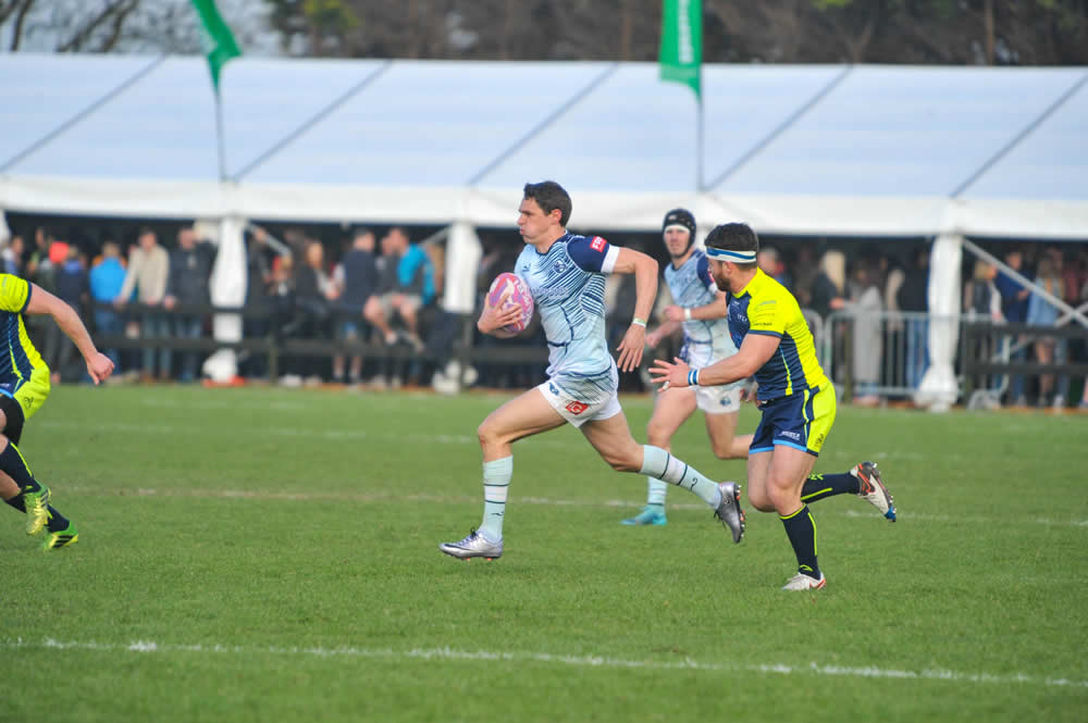 Male Rugby Player in Full Flight At Kinsale 7s